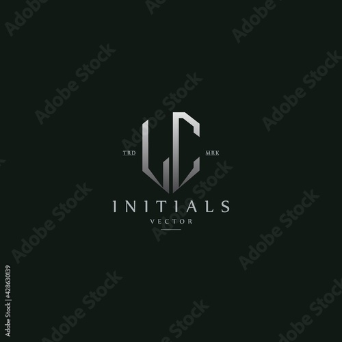 classy LC vintage metal monogram logo. elegant silver initials icon premium vector design template
