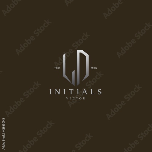 classy LD vintage metal monogram logo. elegant silver initials icon premium vector design template