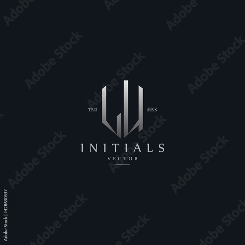 classy LU vintage metal monogram logo. elegant silver initials icon premium vector design template