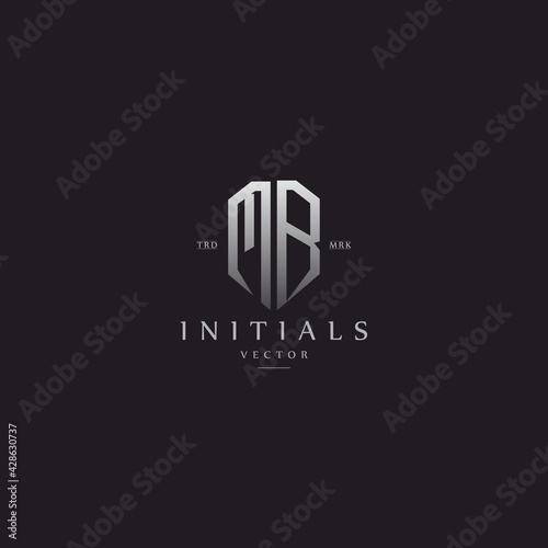 classy MB vintage metal monogram logo. elegant silver initials icon premium vector design template