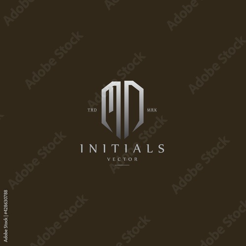 classy MD vintage metal monogram logo. elegant silver initials icon premium vector design template
