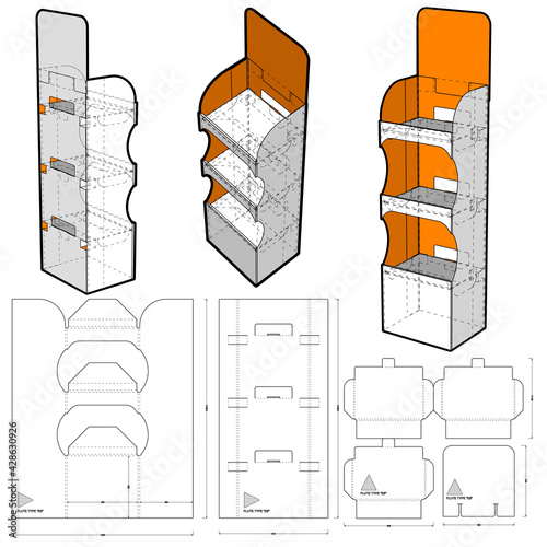 Box for Display Stand and Die-cut Pattern.