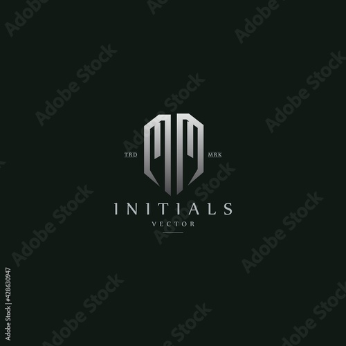 classy MM vintage metal monogram logo. elegant silver initials icon premium vector design template