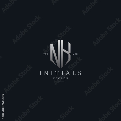 classy NK vintage metal monogram logo. elegant silver initials icon premium vector design template