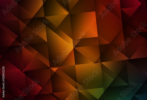 Dark Green  Red vector triangle mosaic background.