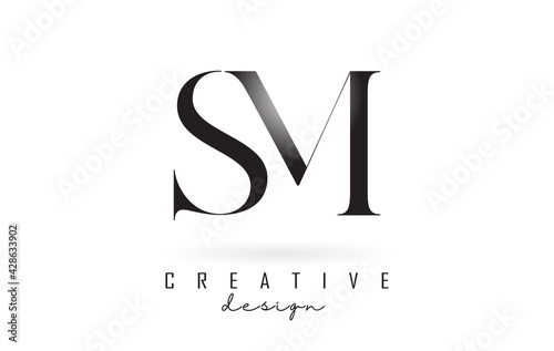 SM s m letter design logo logotype concept with serif font and elegant style vector illustration. photo