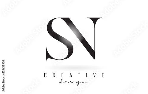 SN s n letter design logo logotype concept with serif font and elegant style vector illustration.