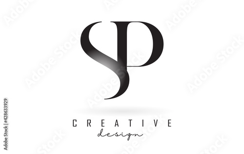 SP s p letter design logo logotype concept with serif font and elegant style vector illustration.