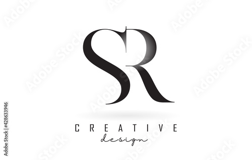 SR s r letter design logo logotype concept with serif font and elegant style vector illustration.