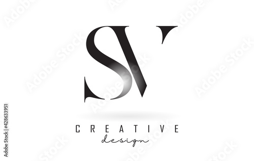 SV s v letter design logo logotype concept with serif font and elegant style vector illustration.
