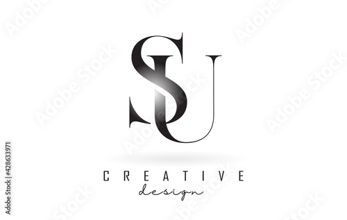 SU s u letter design logo logotype concept with serif font and elegant style vector illustration.