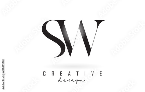 SW s w letter design logo logotype concept with serif font and elegant style vector illustration.