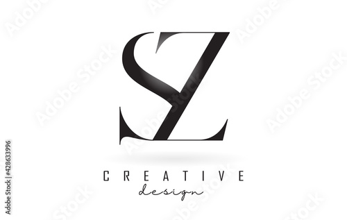 SZ s z letter design logo logotype concept with serif font and elegant style vector illustration.
