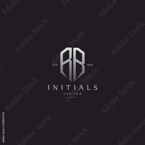 classy RB vintage metal monogram logo. elegant silver initials icon premium vector design template
