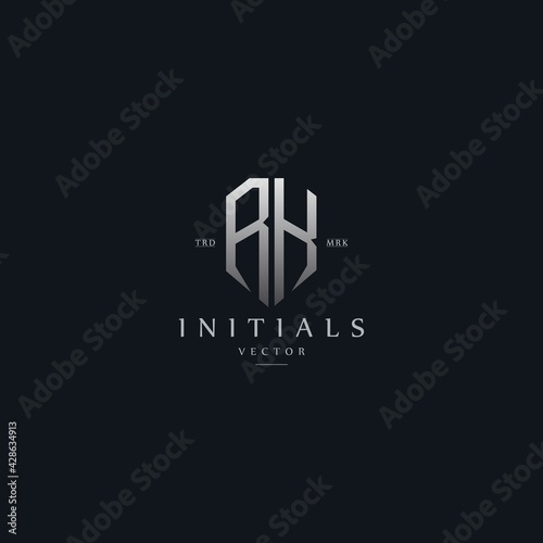 classy RK vintage metal monogram logo. elegant silver initials icon premium vector design template