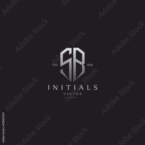 classy SB vintage metal monogram logo. elegant silver initials icon premium vector design template