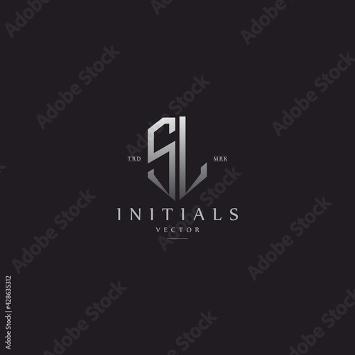 classy SL vintage metal monogram logo. elegant silver initials icon premium vector design template
