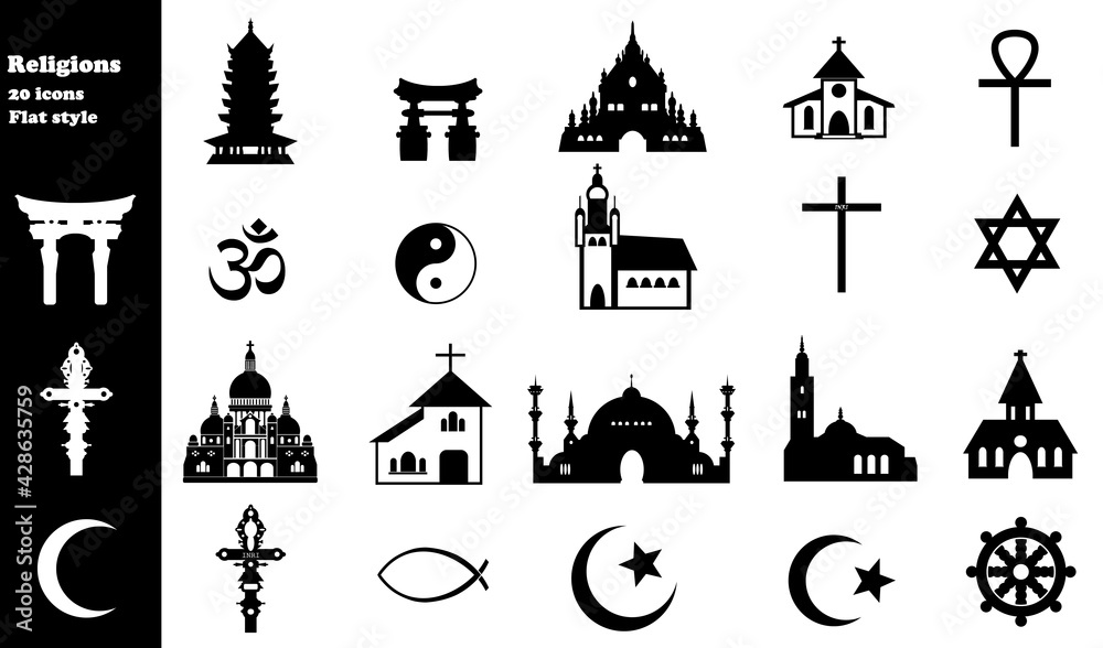 Fototapeta premium Religions en 20 icônes, collection