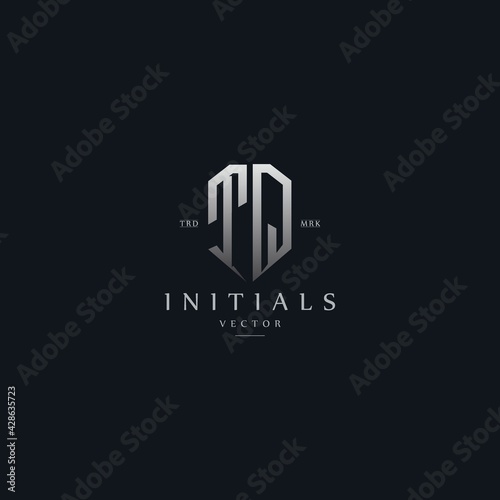 classy TQ vintage metal monogram logo. elegant silver initials icon premium vector design template
