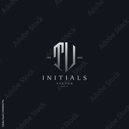 classy TV vintage metal monogram logo. elegant silver initials icon premium vector design template