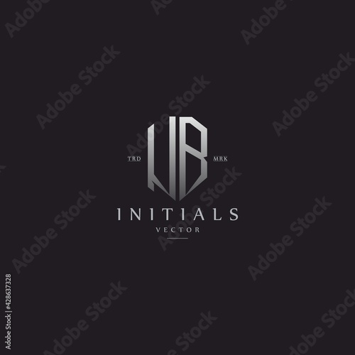 classy UB vintage metal monogram logo. elegant silver initials icon premium vector design template
