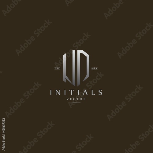 classy UD vintage metal monogram logo. elegant silver initials icon premium vector design template
