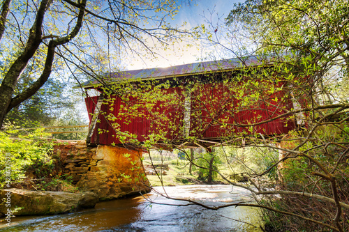 An HDR shot of Campbells bridge the last remaining covered bridge in South Carolina, USA. photo