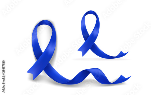 Tuberous sclerosis awareness month symbol. Blue ribbons set isolated on white background