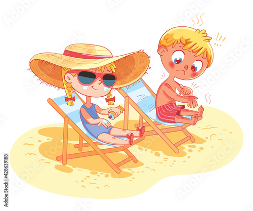 Sketch of a safe holiday on the beach