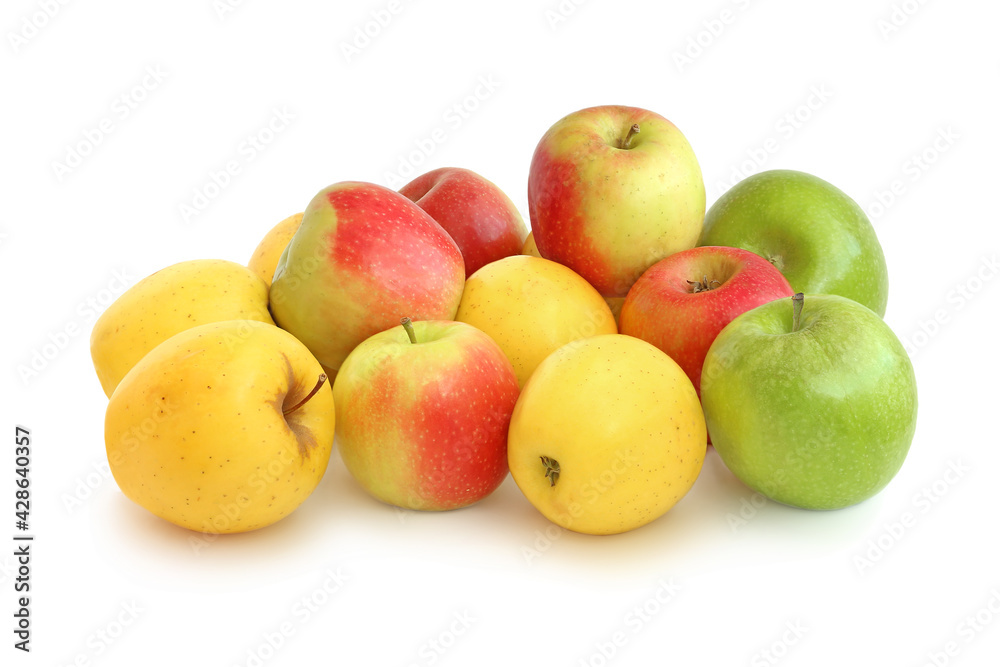 Pile of multi-colored apples isolated on white Pile of multi-colored apples isolated on white