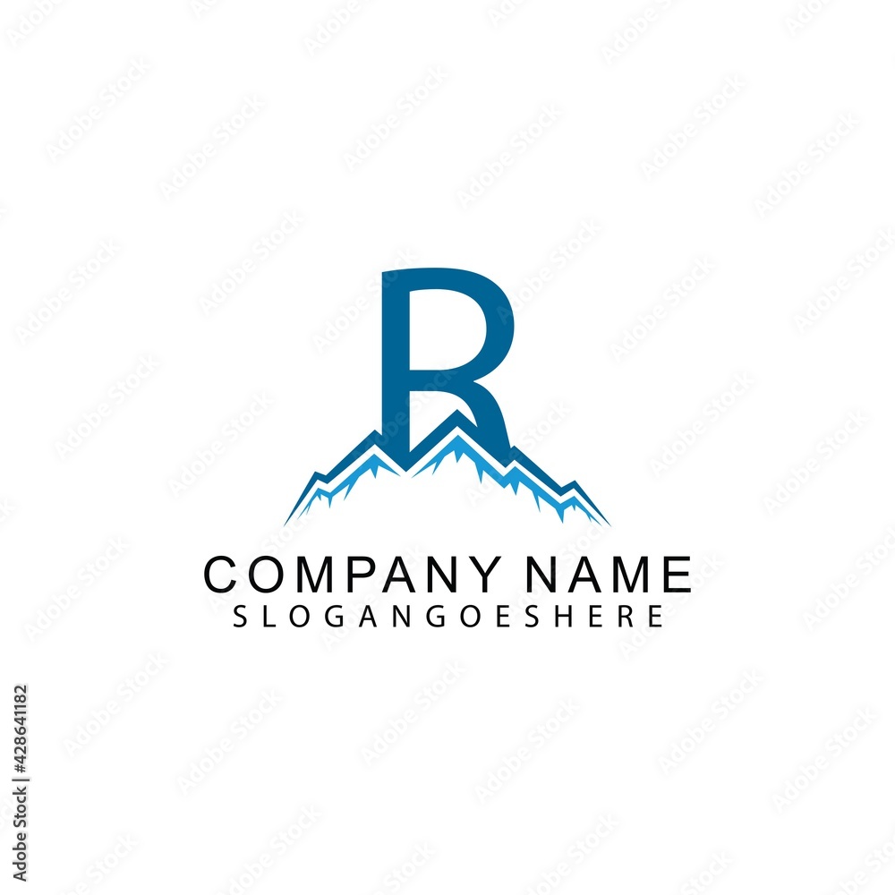 Letter R with Abstract Mountain Logo Vector Template Design Letter R with Abstract Mountain Logo Vector Template Design