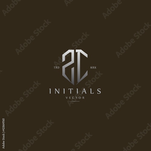 classy ZI vintage metal monogram logo. elegant silver initials icon premium vector design template