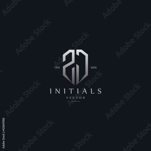 classy ZJ vintage metal monogram logo. elegant silver initials icon premium vector design template