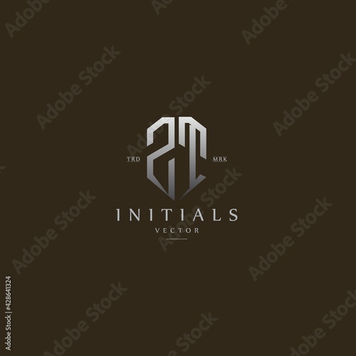 classy ZT vintage metal monogram logo. elegant silver initials icon premium vector design template