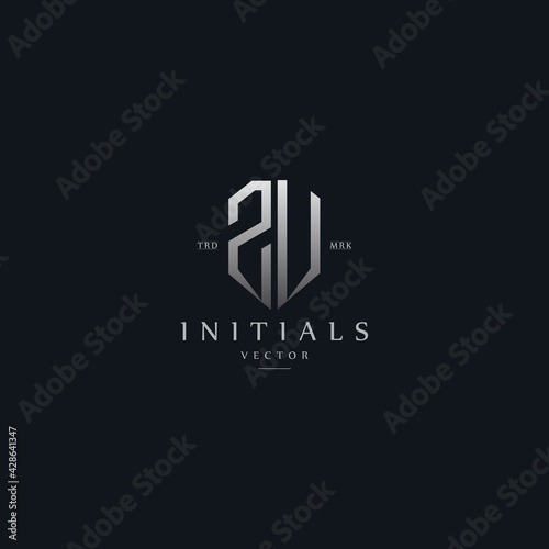 classy ZV vintage metal monogram logo. elegant silver initials icon premium vector design template