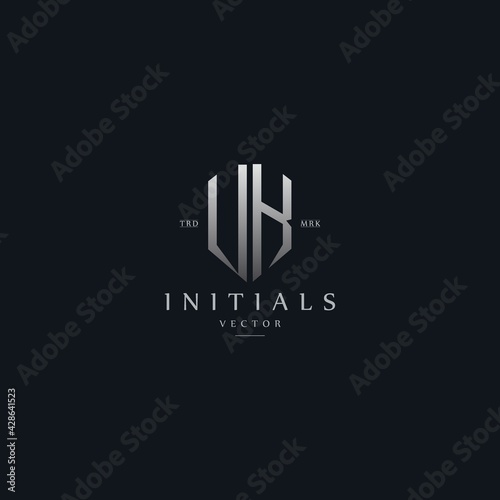 classy VK vintage metal monogram logo. elegant silver initials icon premium vector design template
