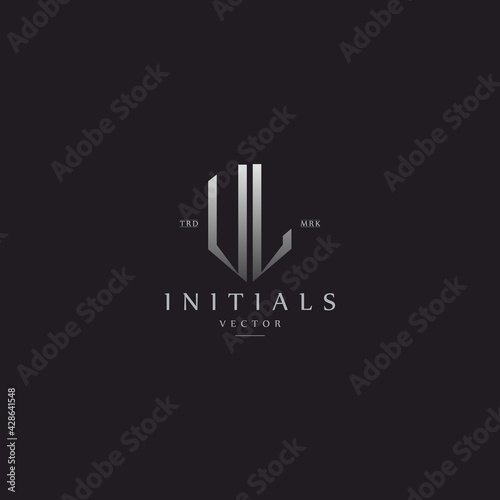 classy VL vintage metal monogram logo. elegant silver initials icon premium vector design template