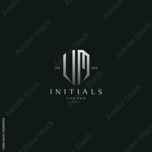 classy VM vintage metal monogram logo. elegant silver initials icon premium vector design template