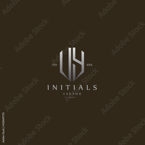 classy VY vintage metal monogram logo. elegant silver initials icon premium vector design template