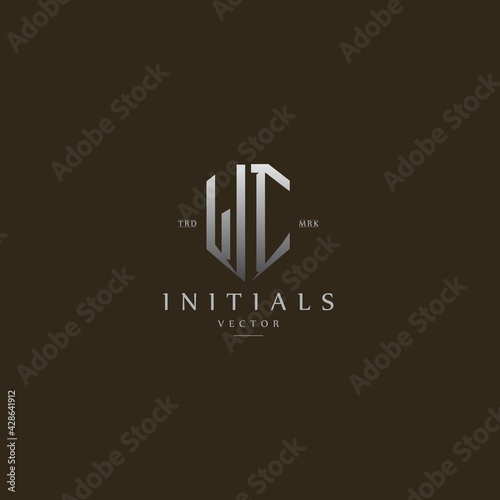 classy WI vintage metal monogram logo. elegant silver initials icon premium vector design template