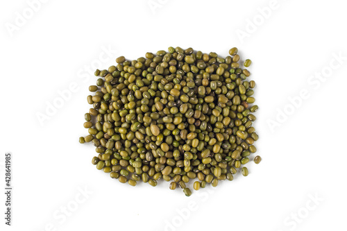 mash, mung, lui-dau beans scattered on a white background