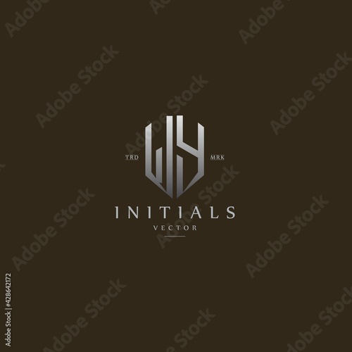 classy WY vintage metal monogram logo. elegant silver initials icon premium vector design template