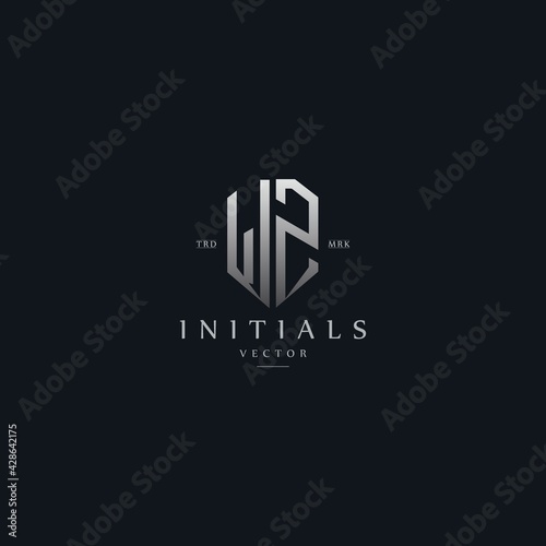 classy WZ vintage metal monogram logo. elegant silver initials icon premium vector design template