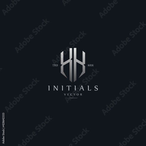 classy XK vintage metal monogram logo. elegant silver initials icon premium vector design template