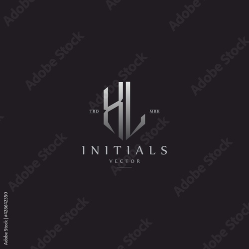 classy XL vintage metal monogram logo. elegant silver initials icon premium vector design template