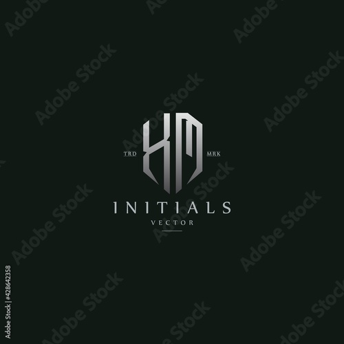 classy XM vintage metal monogram logo. elegant silver initials icon premium vector design template