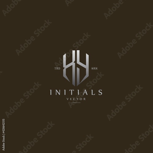 classy XY vintage metal monogram logo. elegant silver initials icon premium vector design template