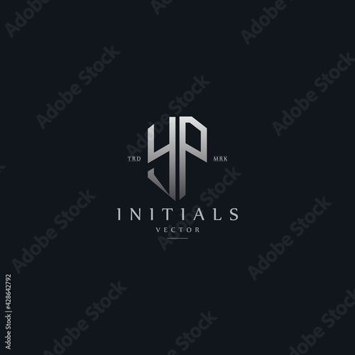 classy YP vintage metal monogram logo. elegant silver initials icon premium vector design template