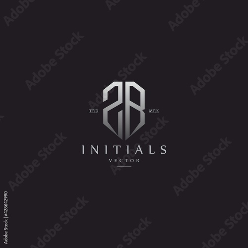 classy ZB vintage metal monogram logo. elegant silver initials icon premium vector design template