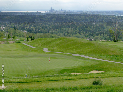 Golf Course with Seattle Skyline